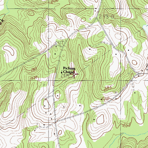 Topographic Map of Pickens Cemetery, SC