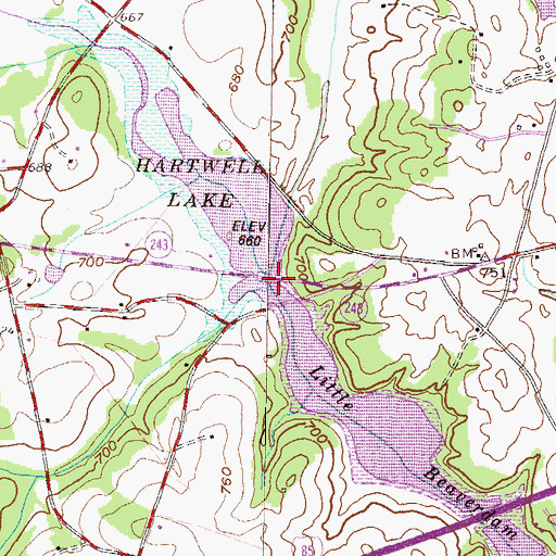 Topographic Map of West Prong Little Beaver Dam Creek, SC