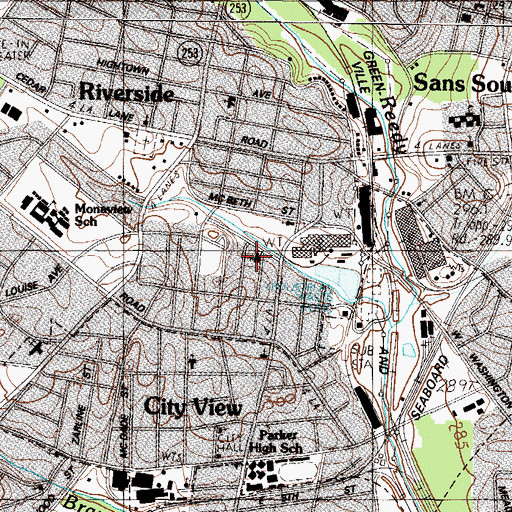 Topographic Map of Monaghan Baptist Church, SC