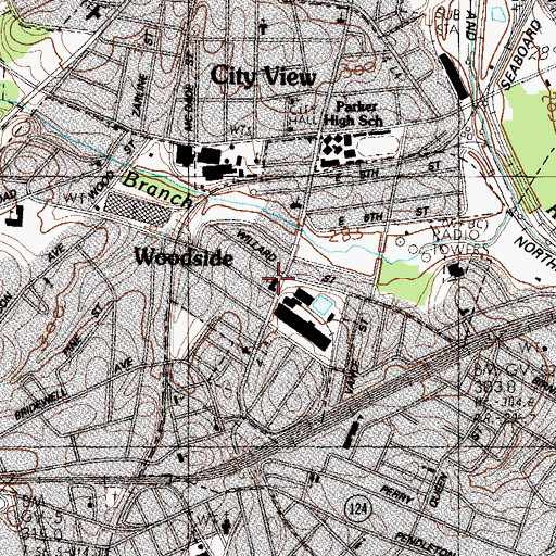Topographic Map of Woodside Baptist Church, SC