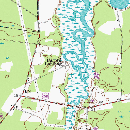 Topographic Map of Barrell Landing, SC