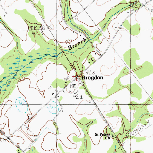 Topographic Map of Brogdon, SC