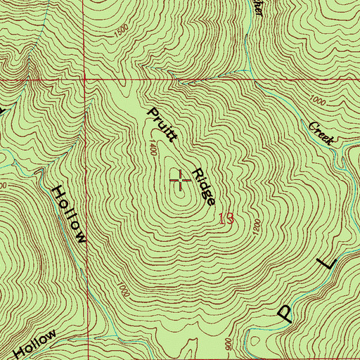 Topographic Map of Pruitt Ridge, AL