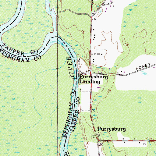Topographic Map of Purysburgh Landing, SC