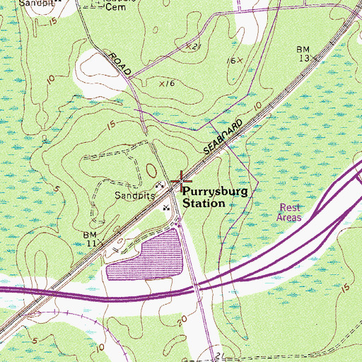 Topographic Map of Purysburgh Station, SC