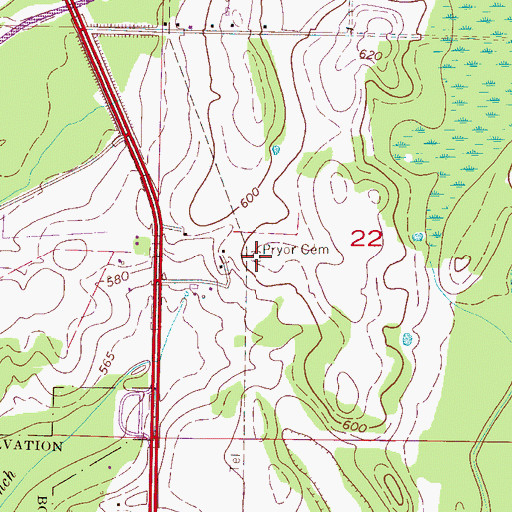 Topographic Map of Harris Cemetery, AL