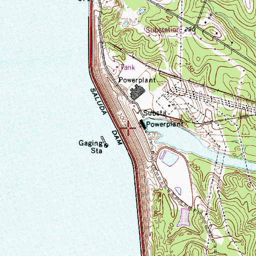 Topographic Map of Lake Murray Dam, SC