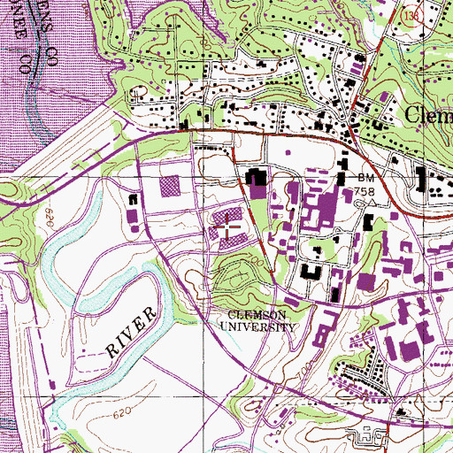 Topographic Map of Memorial Stadium, SC