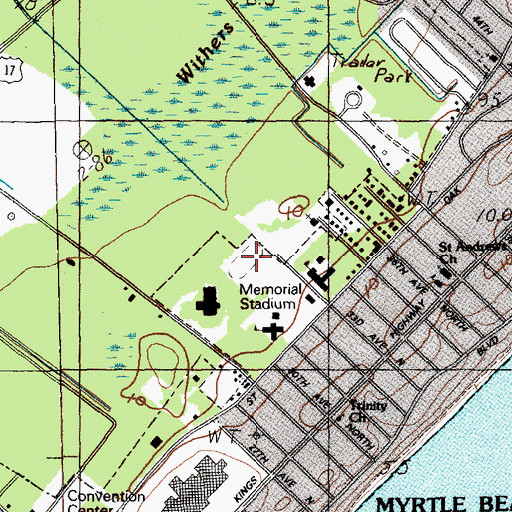 Topographic Map of Sea Hawk Memorial Stadium, SC