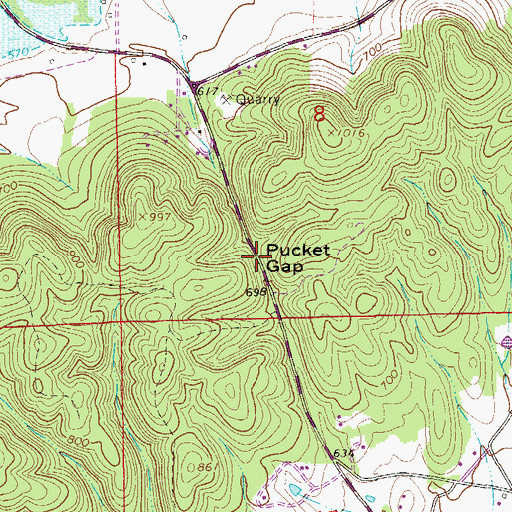 Topographic Map of Pucket Gap, AL