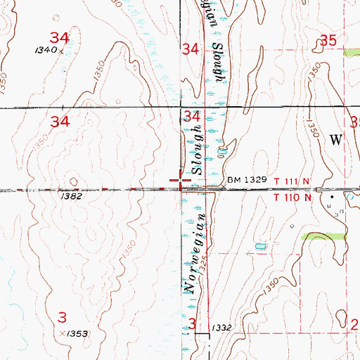 Topographic Map of Norwegian Slough, SD