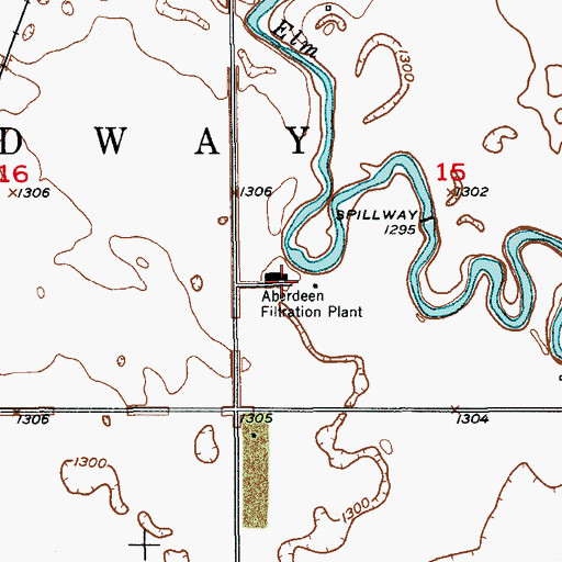 Topographic Map of Aberdeen Filtration Plant, SD