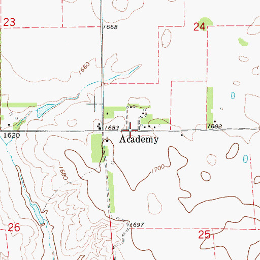 Topographic Map of Academy, SD