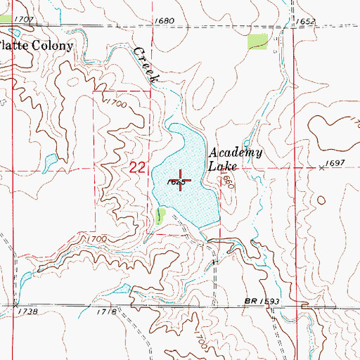 Topographic Map of Academy Lake, SD