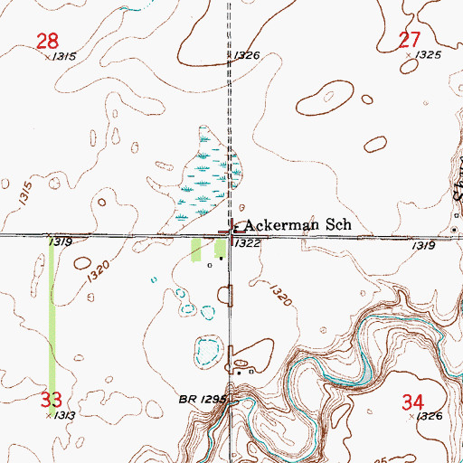 Topographic Map of Ackerman School, SD