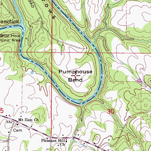Topographic Map of Pumphouse Bend, AL
