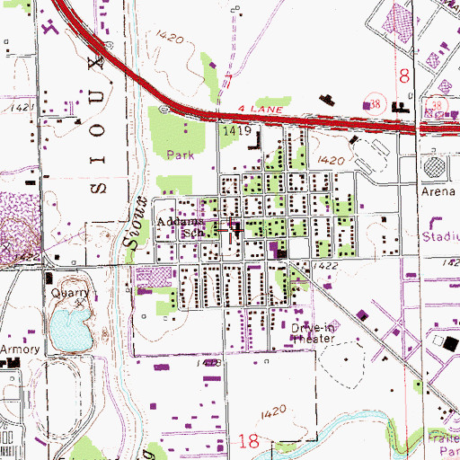 Topographic Map of Addams School, SD