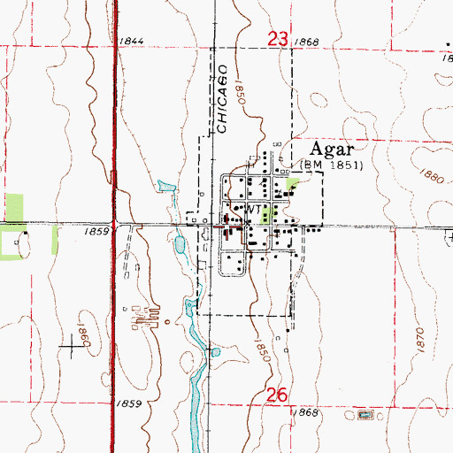 Topographic Map of Agar, SD