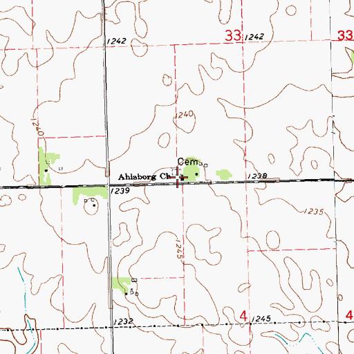Topographic Map of Ahlsborg Church, SD