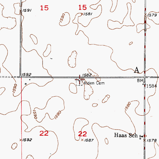 Topographic Map of Alden Cemetery, SD