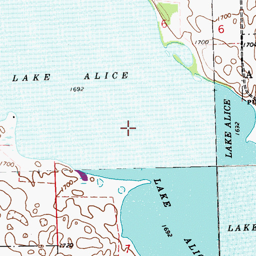Topographic Map of Lake Alice, SD