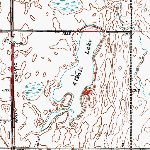 Topographic Map of Alkali Lake, SD