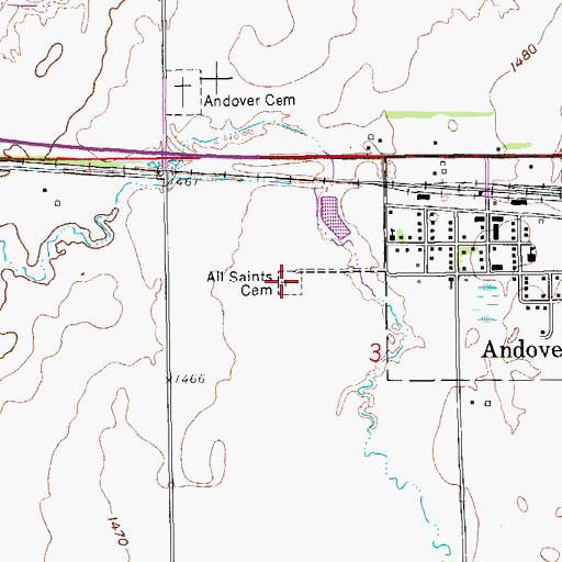 Topographic Map of All Saints Catholic Cemetery, SD