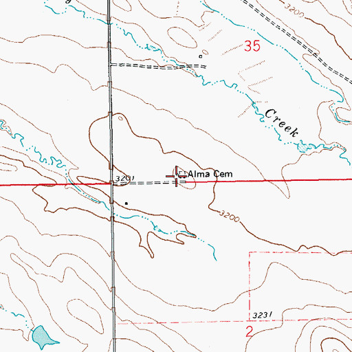 Topographic Map of Alma Cemetery, SD