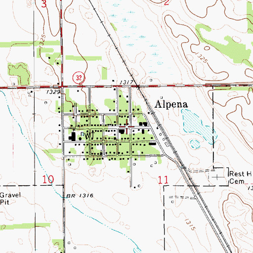Topographic Map of Alpena, SD