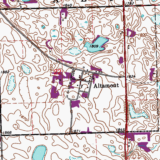 Topographic Map of Altamont, SD