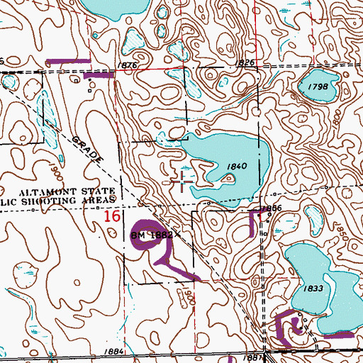 Topographic Map of Altamont State Public Shooting Areas, SD