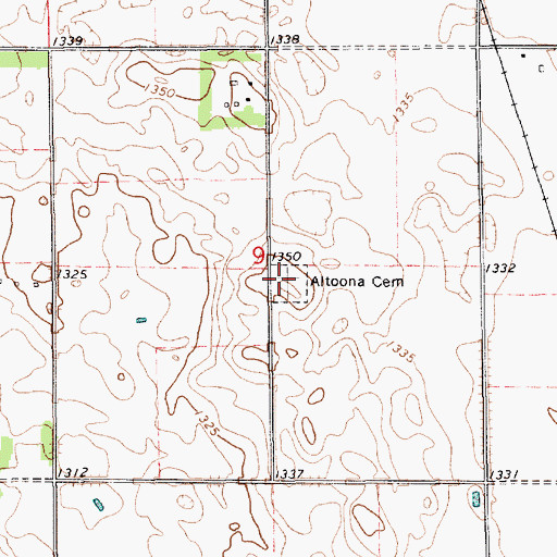 Topographic Map of Altoona Cemetery, SD
