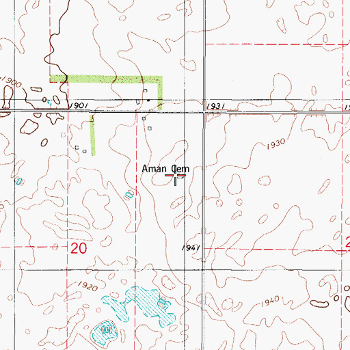 Topographic Map of Aman Cemetery, SD