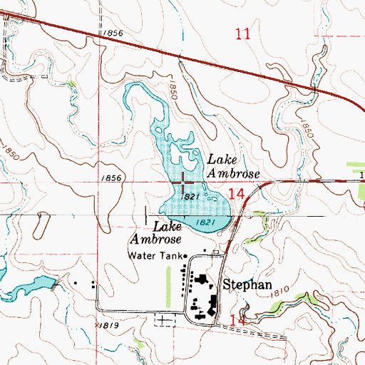 Topographic Map of Lake Ambrose, SD