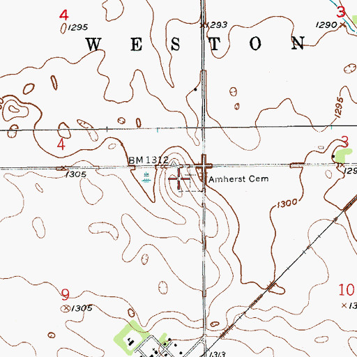 Topographic Map of Amherst Cemetery, SD