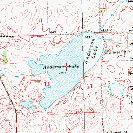 Topographic Map of Anderson Lake, SD