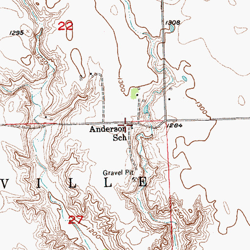 Topographic Map of Anderson School, SD