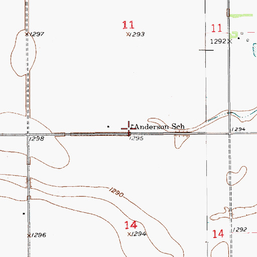 Topographic Map of Anderson School, SD