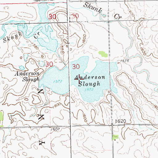 Topographic Map of Anderson Slough, SD