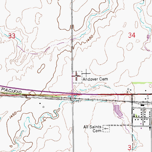 Topographic Map of Andover Cemetery, SD