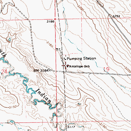 Topographic Map of Antelope School, SD