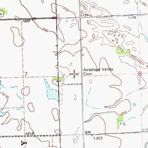 Topographic Map of Antelope Valley Cemetery, SD