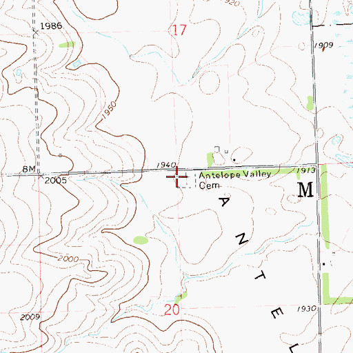 Topographic Map of Antelope Valley Cemetery, SD