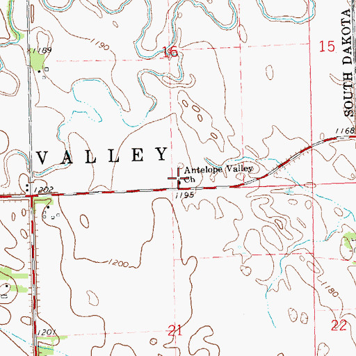 Topographic Map of Antelope Valley Church, SD