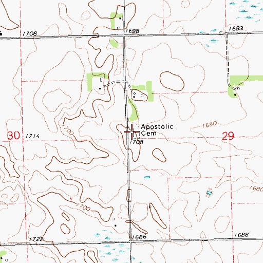 Topographic Map of Apostolic Cemetery, SD