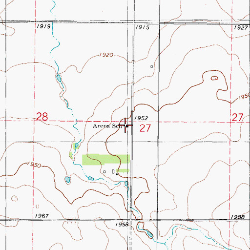 Topographic Map of Arena School, SD