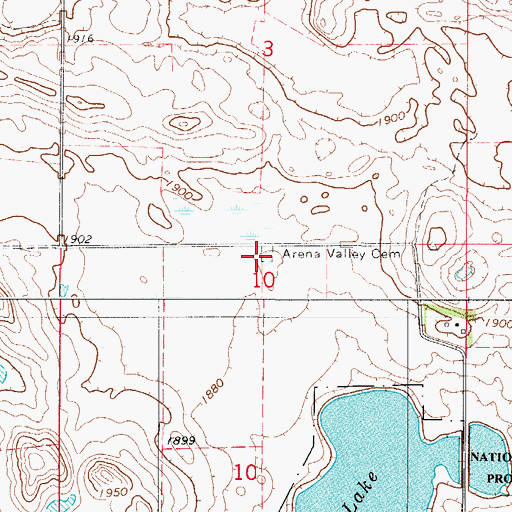 Topographic Map of Arena Valley Cemetery, SD