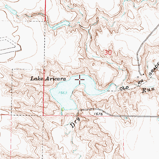 Topographic Map of Lake Arikara, SD