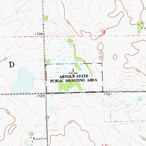 Topographic Map of Arnold State Public Shooting Area, SD