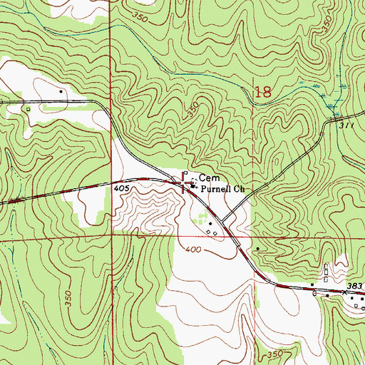 Topographic Map of Purnell Methodist Church, AL